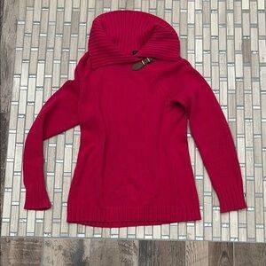 Talbots Red Cowl Neck Sweater Cozy Knit Pullover